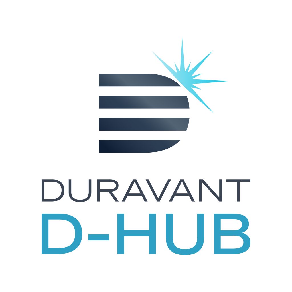 Simple sunburst over Duravant "D"