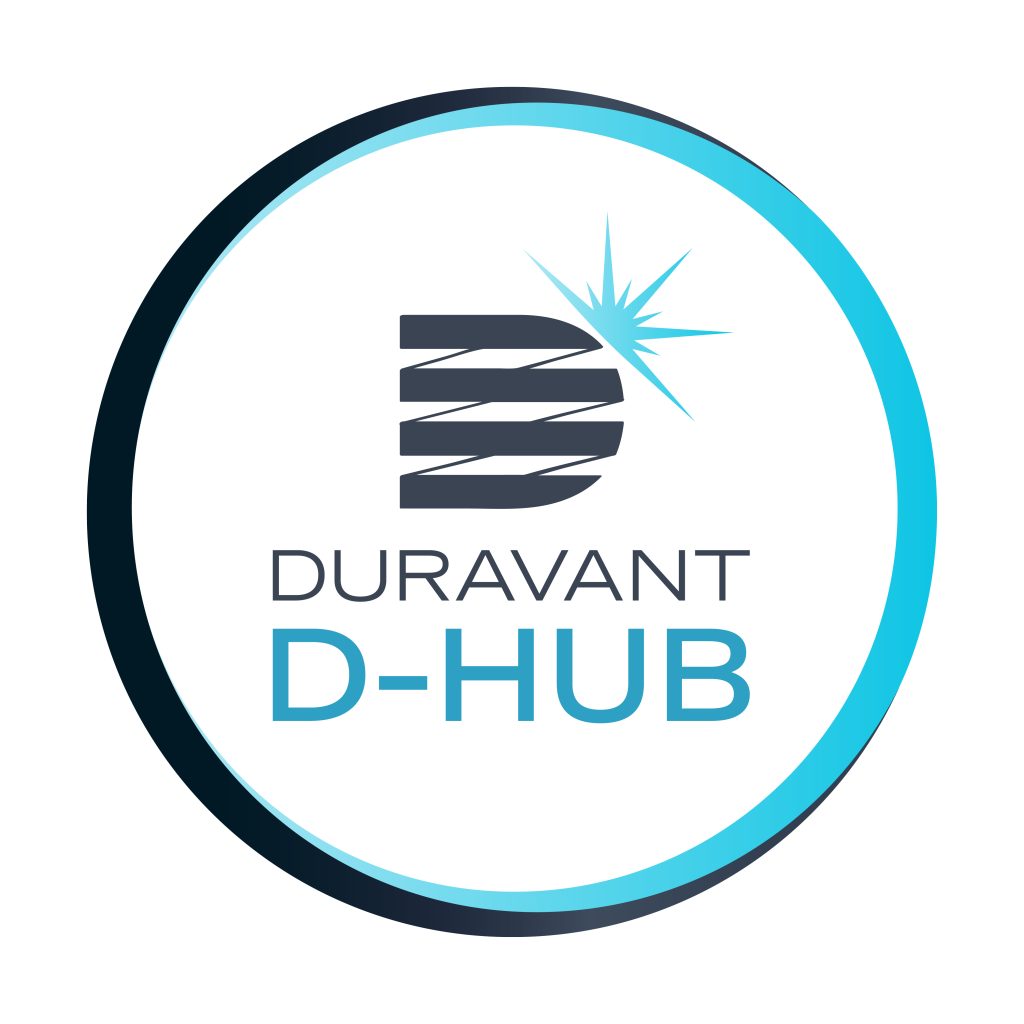 Circular logo with sunburst over "D" vector